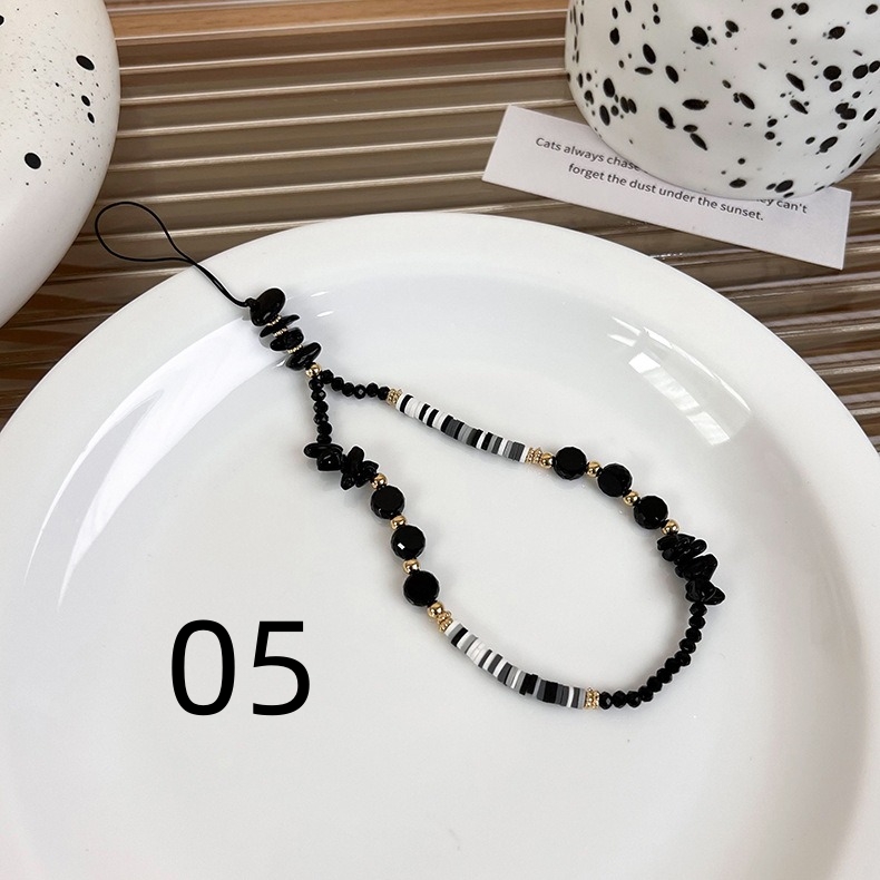 黒白 蝶 蝶結び ハートデザイン 携帯ストラップ 韓国流行 ビーズ