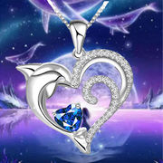 女性 のネックレス ハートダイヤモンド イルカのネックレス 恋人ジュエリーギフト 海洋生物のアクセサリー