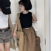 ins 韓国風子供服  ベビー服 無地  トップス  ベスト  チョッキ  袖なし  丈の短い上着 2色
