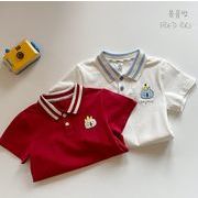 2024 ins  韓国風子供服   ポロシャツ  トップス  Tシャツ  猫  男女兼用  2色