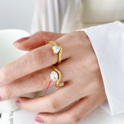 欧米の新製品 ステンレススチール 18k メッキ 可愛いリング 楕円形  ジルコニア 女性の指輪 アクセサリー