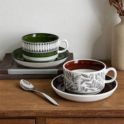 手頃な価格 INSスタイル 陶磁器カップ コーヒーカップ皿 セット 大容量 マグカップ フラワーカップ