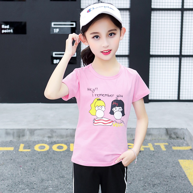 女の子 夏子供服 半袖Tシャツ クロップドパンツ カジュアルスーツ