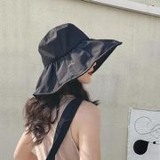 日本の大きなつばの黒い接着剤日焼け止め日焼け止め帽子女性の夏のカバー顔UV保護日よけ帽UV漁師の帽子