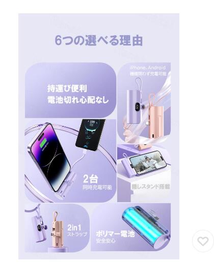 モバイルバッテリー 小型 電池残量表示 ミニ 軽量 大容量 iphone