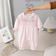 韓国子供服春の新しい赤ちゃんのワンピースピンクの赤ちゃんの長袖の服