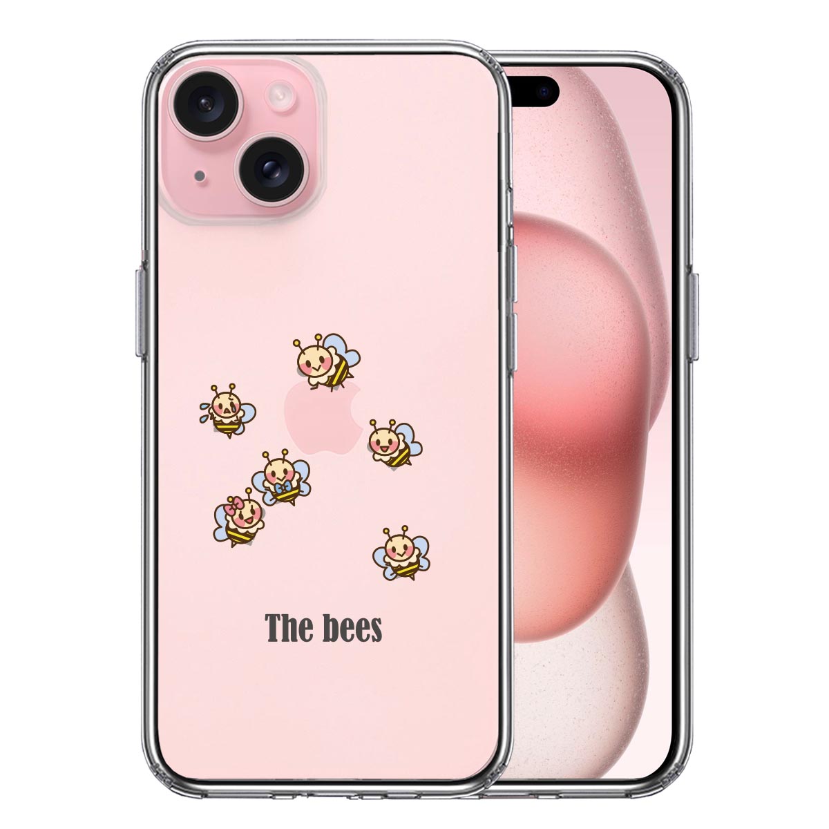 iPhone15 側面ソフト 背面ハード ハイブリッド クリア ケース The Bees ミツバチ 蜂 可愛い
