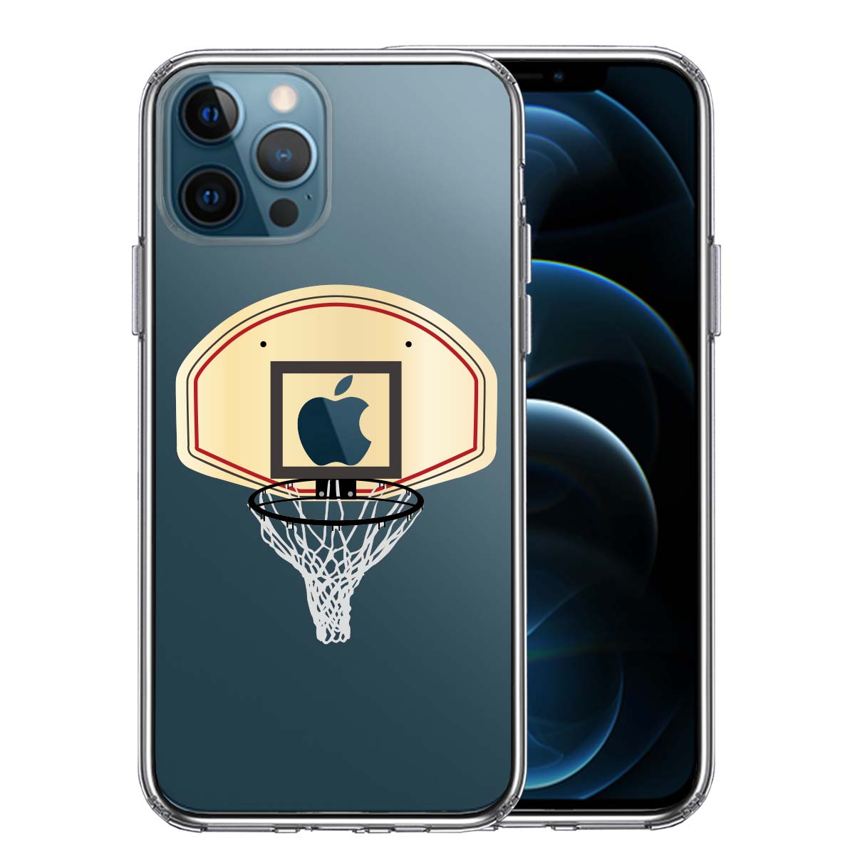 iPhone12 Pro 側面ソフト 背面ハード ハイブリッド クリア ケース バスケットボール ゴール
