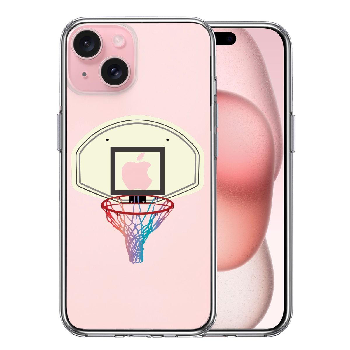 iPhone15 側面ソフト 背面ハード ハイブリッド クリア ケース バスケットボール ゴール