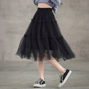 女の子 プリンセスドレス 2024年夏新作 韓国人気スカート 薄手メッシュパフスカート