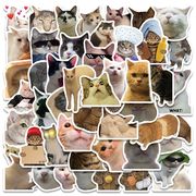 50枚入  猫ステッカーパック  可愛い　猫のミーム　猫meme　ステッカー　猫シール　手帳素材