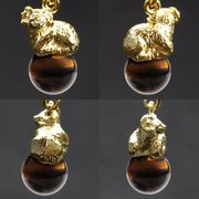 干支ストラップ 未（ひつじ） タイガーアイ◆10mm玉◆