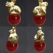 干支ストラップ 未（ひつじ） カーネリアン◆10mm玉◆