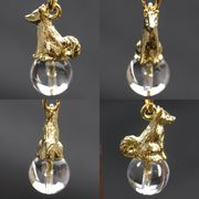 干支ストラップ 戌（いぬ） 水晶◆10mm玉◆