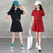 女の子、夏の子供服、2024年の新作、ポロカラー、キュロット、jkユニフォームセット