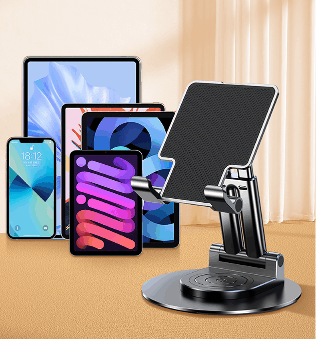 スマートフォン タブレットスタンド   タブレット iPadスタンド 360度 回転式 折りたたみ 無段階調整