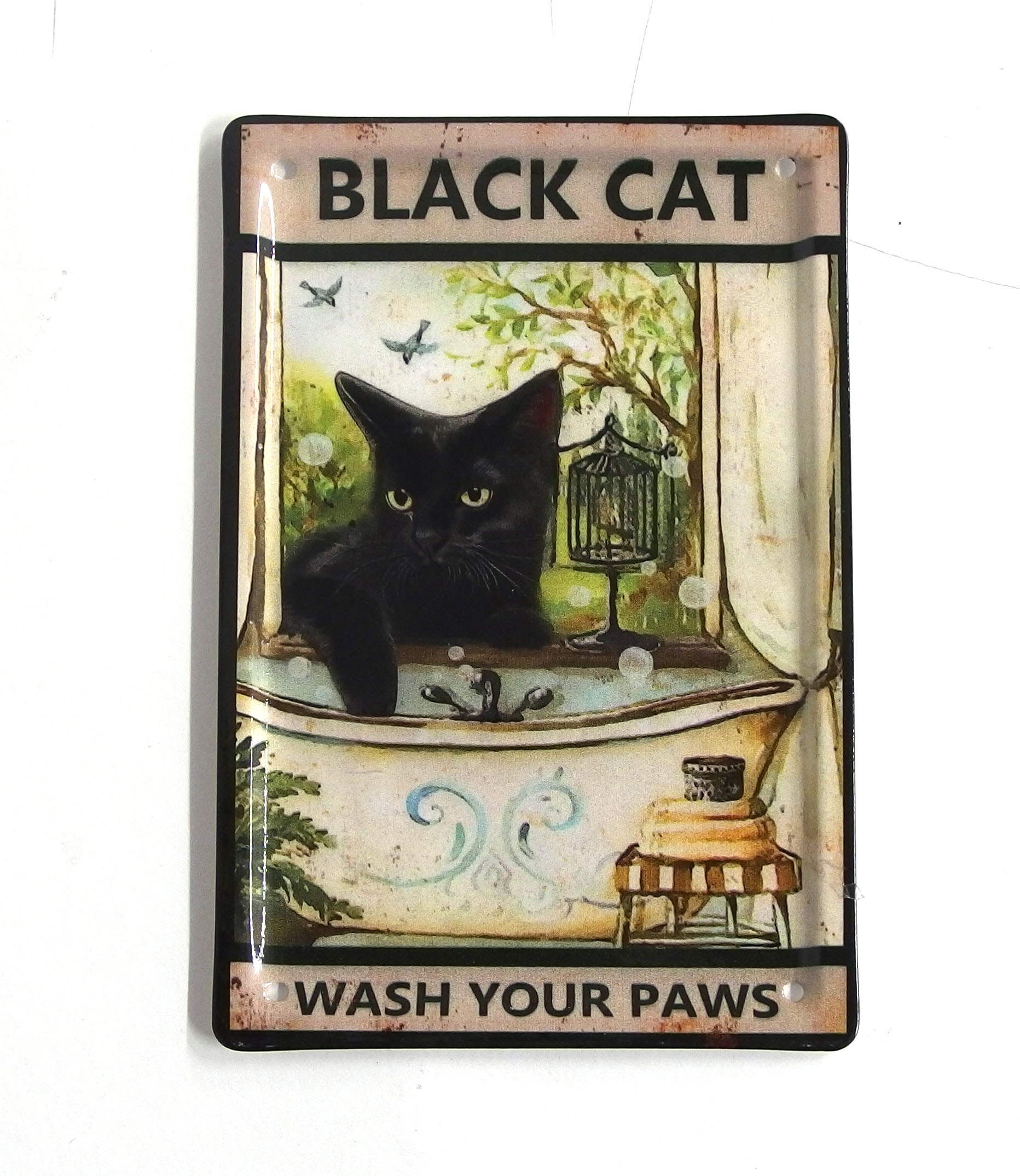 メタルポストカード BLACK CAT　猫/はがき/手紙/レター