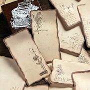 ダイカットふせん レトロ 60枚 30枚 アンティーク ダメージ加工 おしゃれ 花柄 植物柄 sztz-b-6000