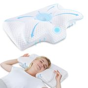 頸椎枕 低反発枕 - 輪郭形状記憶フォーム枕(ホワイト)