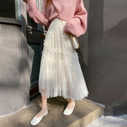 ロングスカート　フリルチュールスカート　リボン　レディース　INS　韓国ファッション　春夏　3colors