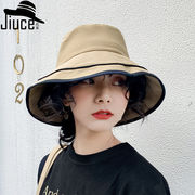 6色 夏の新作 日よけ帽 韓国のファッション 単色バケットハット 屋外の日よけ帽