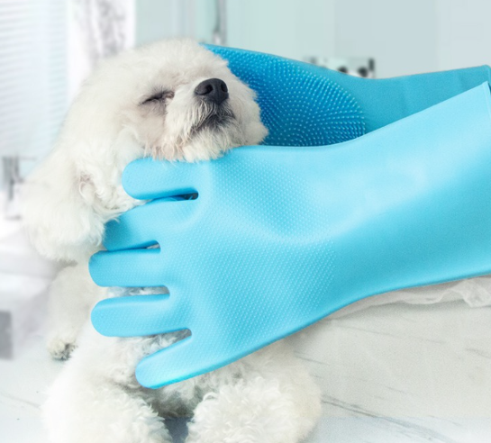 ペット  入浴用手袋   犬と猫  入浴用　マッサージブラシ　厚みのある傷防止　噛みつき防止