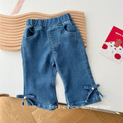 夏子供服 女の子 かわいいジーンズ 韓国風 ソフトベルボトム ロングパンツ