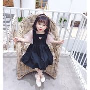 ワンピース 韓国子供服 子供ドレス 夏 半袖 コットン フレアスカート ハート リゾート 女の子 赤ちゃん