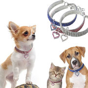 ハート型、ペットネックレス、犬のチェーン、猫の水晶の愛の首輪、ペット用品、ペットのジュエリー