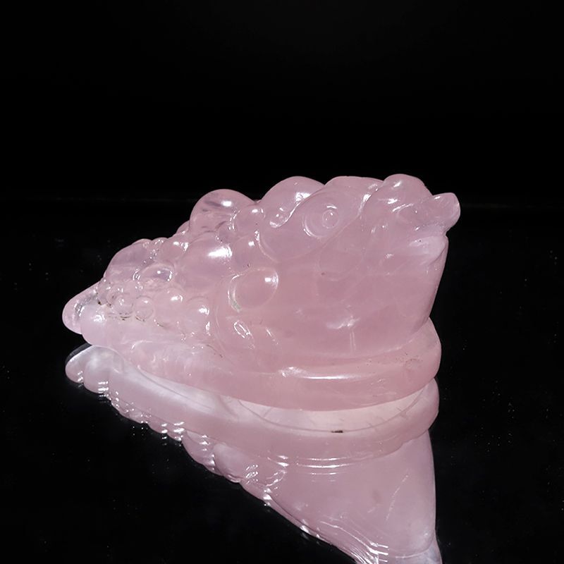 ローズクォーツ 銭蛙 置物 ピンク水晶 天然石 パワーストーン 縁起 高