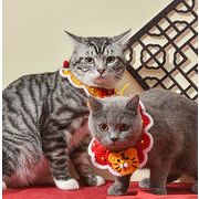 タイガーキャットの年お正月の襟、スカーフ、かわいいウールの手編みの襟、小型犬、犬の装飾、犬のスカーフ