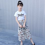 韓国子供服 セットアップ 花柄 トップス+ズボン ワイドパンツ tシャツ カジュアル 夏 半袖