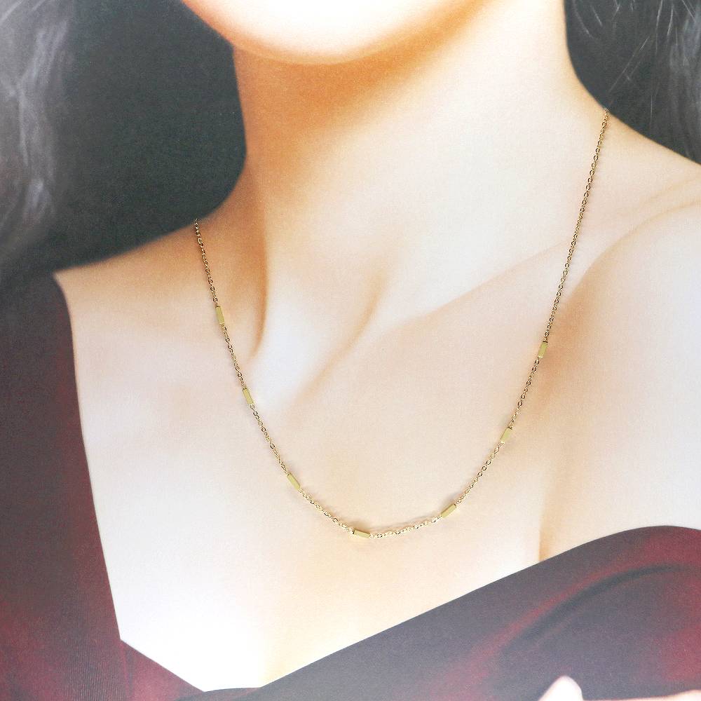 レディース ステンレス ネックレス プレート チェーンネックレス
