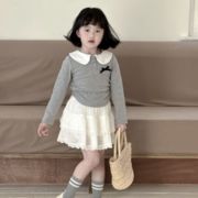 2024 夏  子供服    ドレス    バレエ   白い   レース  ケーキスカート