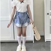 【2024夏新作】韓国風子供服 キッズ     ジーパン  半 ズボン  女の子    カジュアル    90-150cm