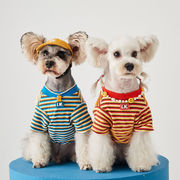 犬の服、新しい夏のストライプのTシャツ、半袖の犬の服、中小規模の犬のペットの服