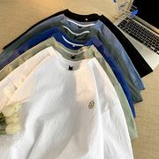 2022春夏新作 メンズ 男 カジュアル 半袖 丸首 刺繍 トップス Tシャツ インナー 6色 M-5XL
