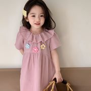 コットン ドレス 韓国子供服 ピンクのドレス  ワンピース   夏新作  薄い 子供服