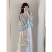 新しい中国風のツーピースセット、アンティーク婦人服、レトロな刺繍のドレス