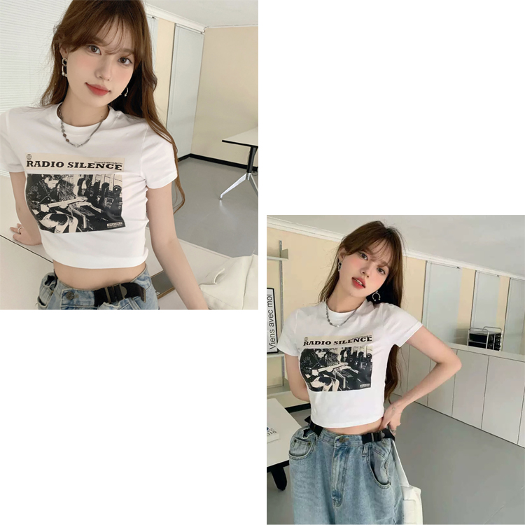 フォトプリント クロップド丈 チビTシャツ ma 【即納】 ショート