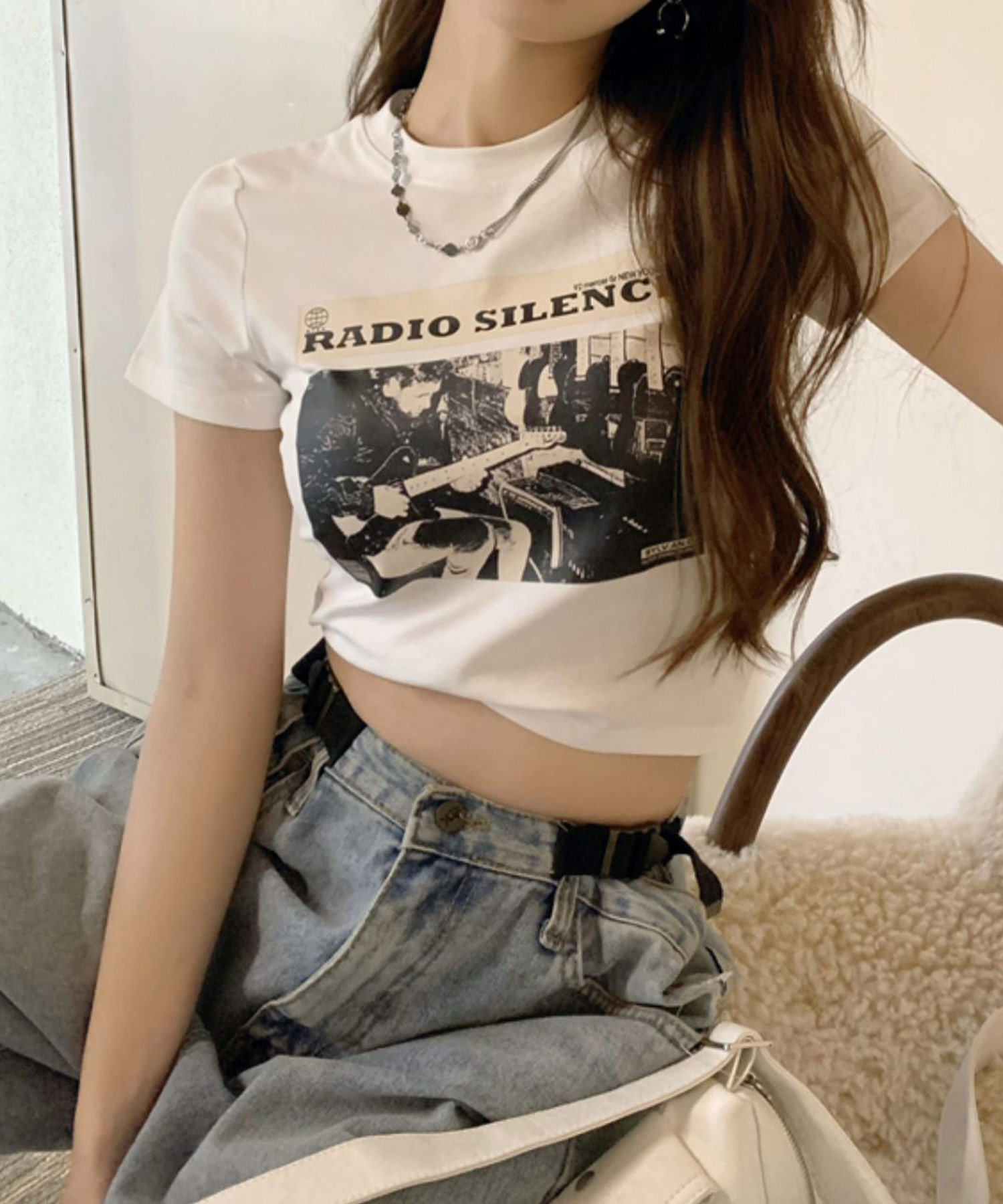 驚きの価格が実現！ フォトプリント クロップド丈 チビTシャツ ma 【即納】 ショート トップス