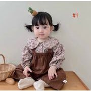 韓国スタイルのベビー服 女の子の赤ちゃん用のかわいい花柄トップスとオーバーオール ハイハイ服