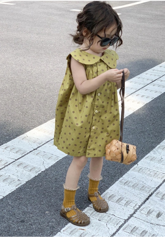 2024新型 夏の薄い子供服 キッズ服 ins 韓国版ワンピース 長袖半袖 80cm-130cm