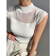 トップス レディース ニット ベスト ノースリーブ 冷感 ハイネック