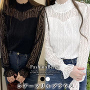【日本倉庫即納】シアーブラウス フリル シアートップス 韓国ファッション