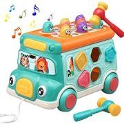 おもちゃ 知育玩具 モグラたたきおもちゃ バスおもちゃ ハンマートイ DIYカー プルトイ 引っ張るおもちゃ