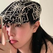 帽子　ハンチング　刺繍　春夏　レディース　韓国ファッション　花　デザイン