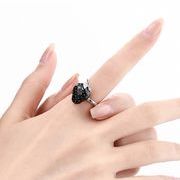 人気 可愛い 黒 いちごのリング  いちごのアクセサリー  女性の指輪  いちごの雑貨 イチゴのオープンリング