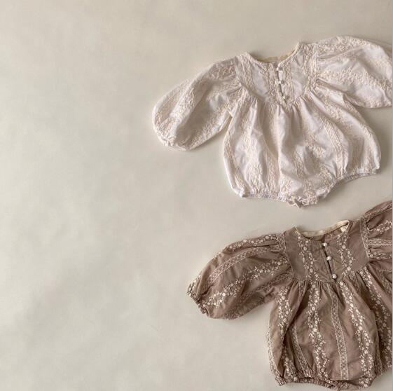 inスタイル　春秋　ベビー服　ロンパース　刺繍 　パフスリーブ　キッズ服　子供服　長袖　可愛い