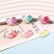 アクセサリーパーツ ハート アクリル ビーズ グラデーション センターパーツ クリアハート カボション ラブ